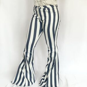Saints & Hearts High Rise Striped Flare Jeans PETITE